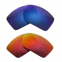 Walleva Fire Red + Ice Blue Polarized Replacement Lenses for Oakley Big Taco (OO9173 Series) Sunglasses